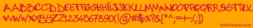 Abuse-Schriftart – Rote Schriften auf orangefarbenem Hintergrund