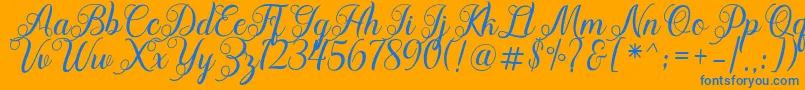 Acapella Font – Blue Fonts on Orange Background