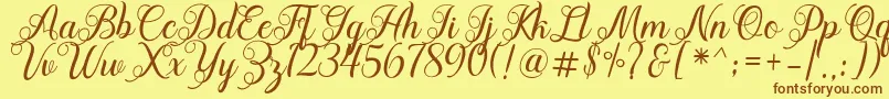 Acapella Font – Brown Fonts on Yellow Background