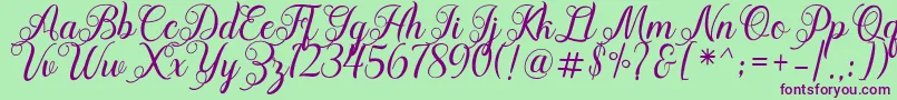 Acapella Font – Purple Fonts on Green Background