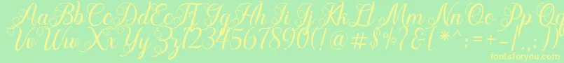 Acapella Font – Yellow Fonts on Green Background