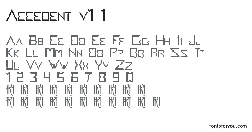 Czcionka Accedent v1 1 – alfabet, cyfry, specjalne znaki