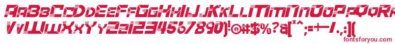 フォントACCELERAREItalic – 白い背景に赤い文字