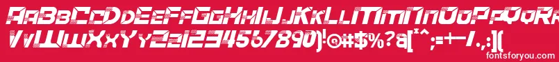 Czcionka ACCELERAREItalic – białe czcionki na czerwonym tle