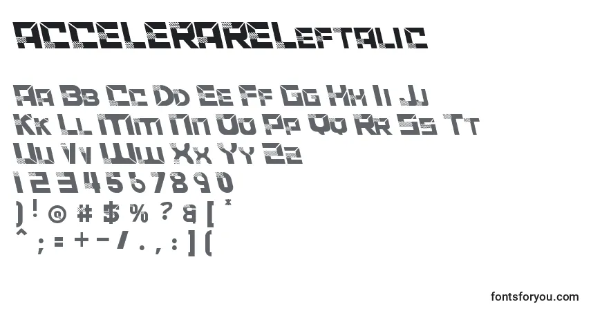 A fonte ACCELERARELeftalic – alfabeto, números, caracteres especiais