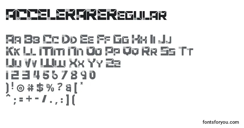 A fonte ACCELERARERegular – alfabeto, números, caracteres especiais