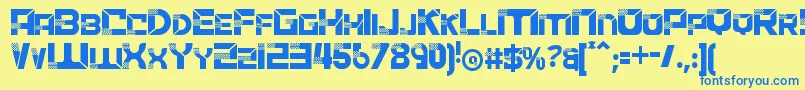 Fonte ACCELERARERegular – fontes azuis em um fundo amarelo