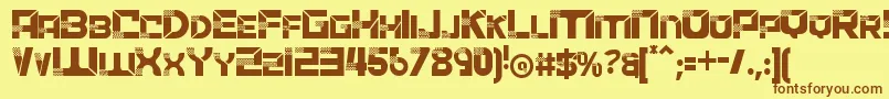 More about ACCELERARERegular Font ACCELERARERegular Font – Brown Fonts on Yellow Background
