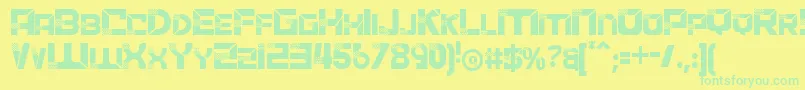 Czcionka ACCELERARERegular – zielone czcionki na żółtym tle