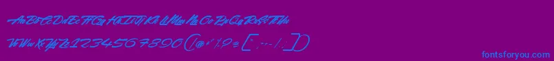 Acceleration  Reaction-Schriftart – Blaue Schriften auf violettem Hintergrund