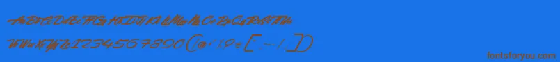 フォントAcceleration  Reaction – 茶色の文字が青い背景にあります。