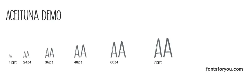 Aceituna DEMO Font Sizes