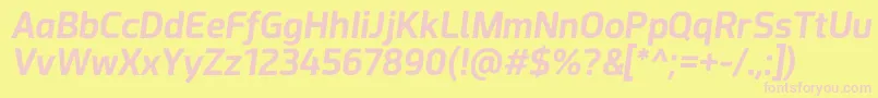 Fonte Acephimere Bold Italic – fontes rosa em um fundo amarelo