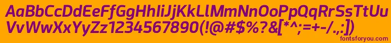 Czcionka Acephimere Bold Italic – fioletowe czcionki na pomarańczowym tle
