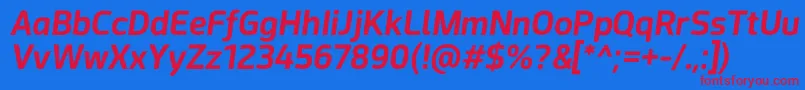 Fonte Acephimere Bold Italic – fontes vermelhas em um fundo azul