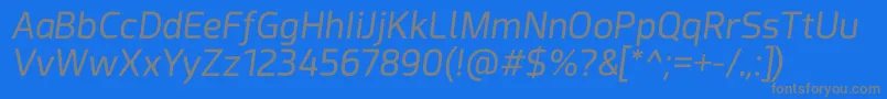 Acephimere Italic-fontti – harmaat kirjasimet sinisellä taustalla