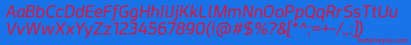 Acephimere Italic Font – Red Fonts on Blue Background