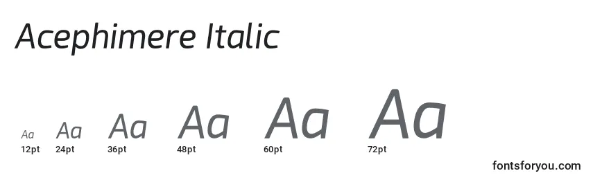 Tamanhos de fonte Acephimere Italic