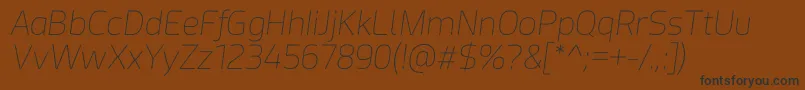 Acephimere Thin Italic-fontti – mustat fontit ruskealla taustalla