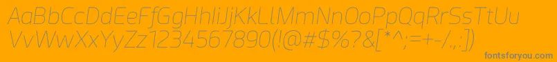 Acephimere Thin Italic-Schriftart – Graue Schriften auf orangefarbenem Hintergrund