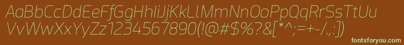 Acephimere Thin Italic-fontti – vihreät fontit ruskealla taustalla