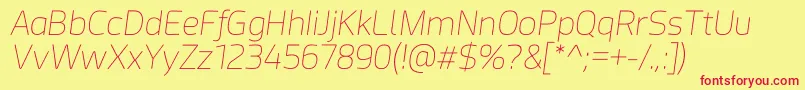 Fonte Acephimere Thin Italic – fontes vermelhas em um fundo amarelo
