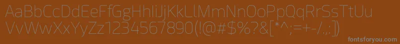 Acephimere Thin-fontti – harmaat kirjasimet ruskealla taustalla