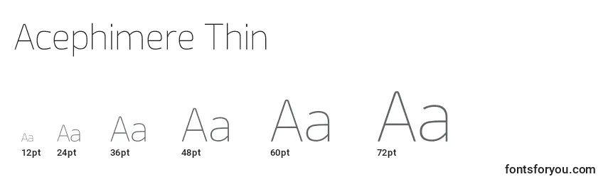 Размеры шрифта Acephimere Thin