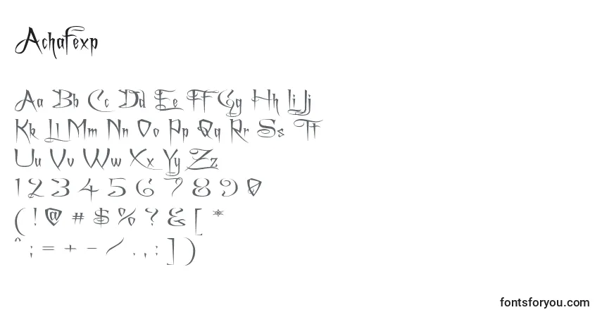 Schriftart Achafexp (118691) – Alphabet, Zahlen, spezielle Symbole