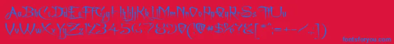 Achafexp Font – Blue Fonts on Red Background