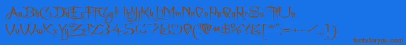 Achafexp-Schriftart – Braune Schriften auf blauem Hintergrund