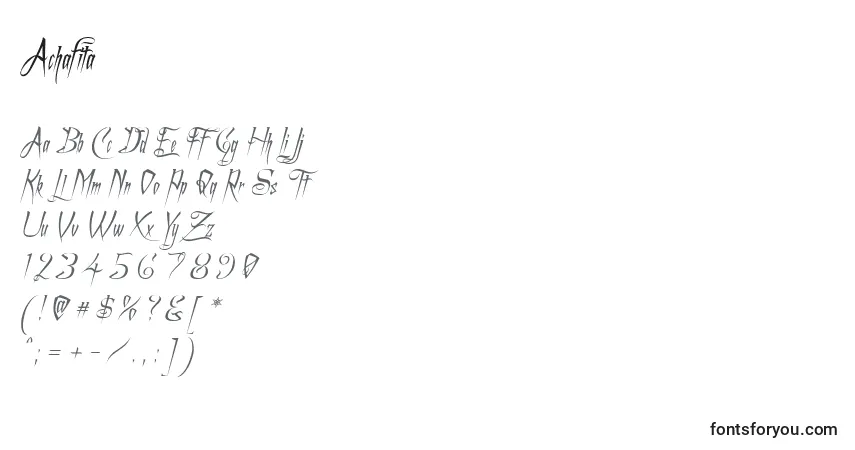 Schriftart Achafita (118692) – Alphabet, Zahlen, spezielle Symbole