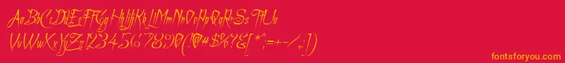 フォントAchafita – 赤い背景にオレンジの文字