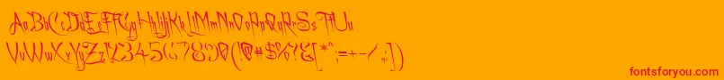 Fonte Achaflft – fontes vermelhas em um fundo laranja