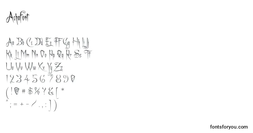 Achafont (118694)フォント–アルファベット、数字、特殊文字