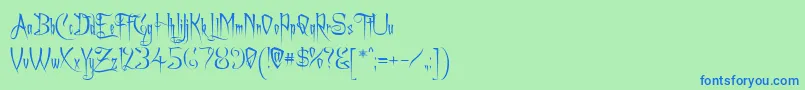 フォントAchafont – 青い文字は緑の背景です。