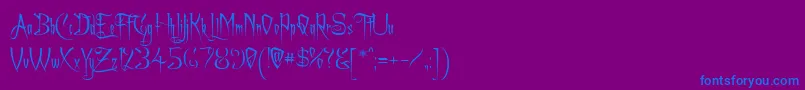 フォントAchafont – 紫色の背景に青い文字