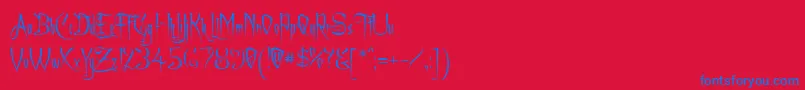 フォントAchafont – 赤い背景に青い文字