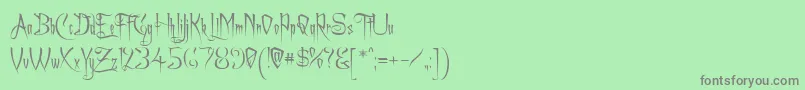 フォントAchafont – 緑の背景に灰色の文字