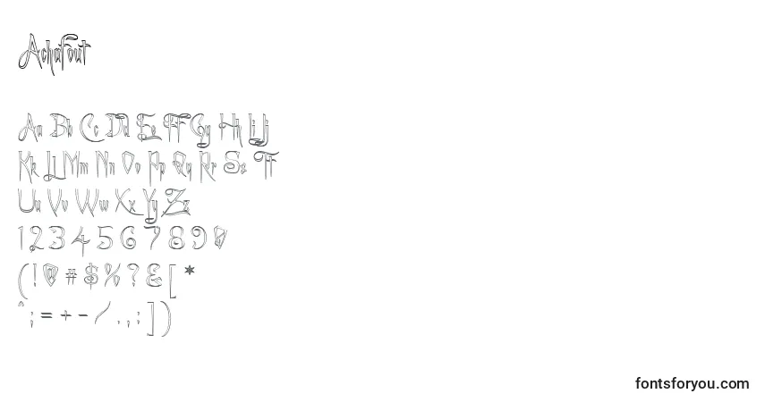 Schriftart Achafout (118695) – Alphabet, Zahlen, spezielle Symbole