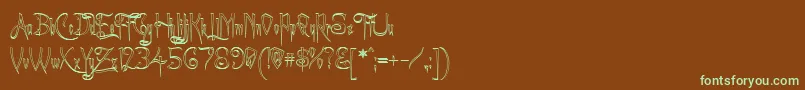 Achafout-Schriftart – Grüne Schriften auf braunem Hintergrund
