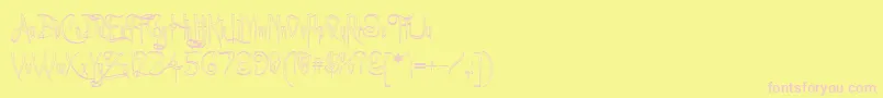 Achafout-Schriftart – Rosa Schriften auf gelbem Hintergrund