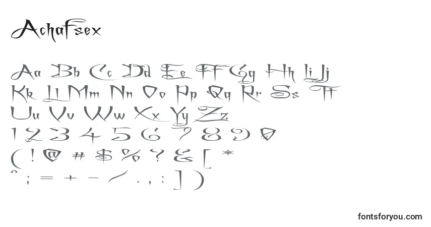 Fuente Achafsex (118696) - alfabeto, números, caracteres especiales