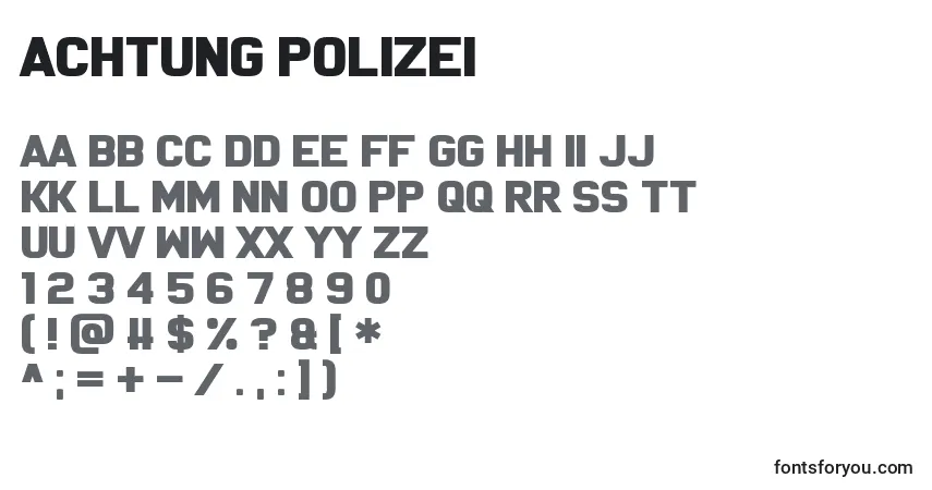 Fuente Achtung Polizei - alfabeto, números, caracteres especiales
