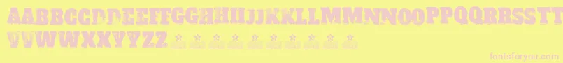 フォントACID LABEL II PERSONAL USE – ピンクのフォント、黄色の背景