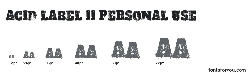 ACID LABEL II PERSONAL USE Font Sizes