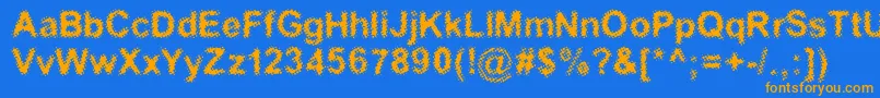 フォントAcidic – オレンジ色の文字が青い背景にあります。