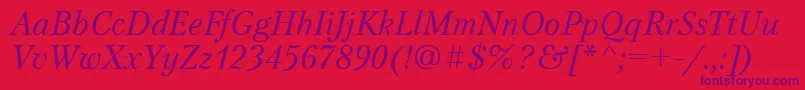 PetersburgcttItalic Font – Purple Fonts on Red Background