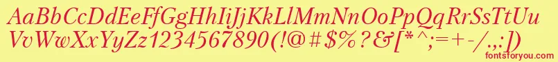 フォントPetersburgcttItalic – 赤い文字の黄色い背景