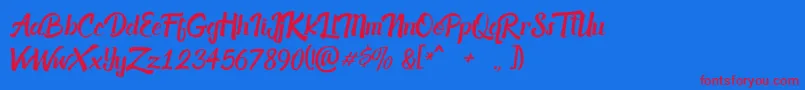 acknesia Font – Red Fonts on Blue Background